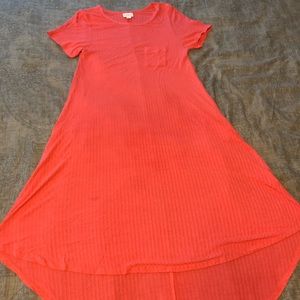 Carly dress. Coral color solid